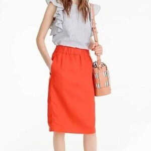 J.Crew Pull-on Skirt In Beauchamps Linen For Women Size Small Orange Summer